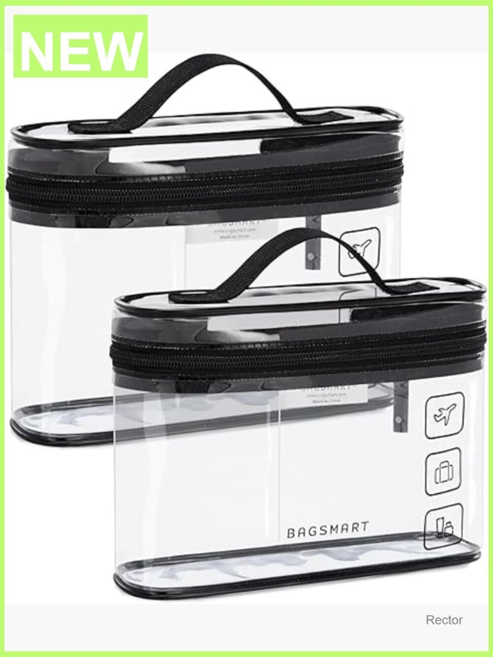 TSA Approved Toiletry Bag 2 Pack Clear Travel Makeup Organizer Quart Size